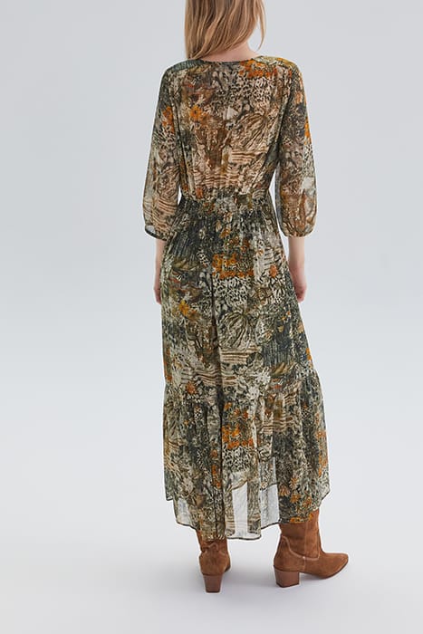 KHAKI LANDSCAPE PRINT LONG DRESS KHAKI 2