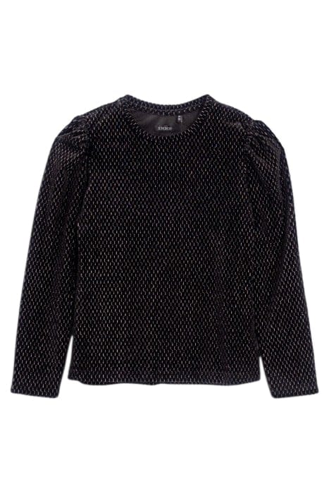 GIRLS’ BLACK TEXTURE, LUREX, JACQUARD VELVET KNIT T-SHIRT BL 1
