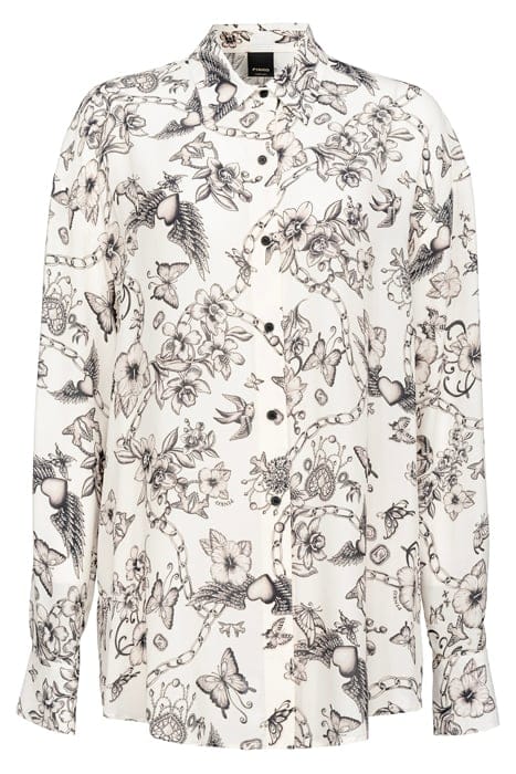 CORISHA CAMICIA CREPE DE CHINE STAMPA TATTOO BUTTER/BLACK 1