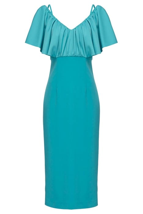 LA CARLOTA ABITO ENVER SATIN CREPE + LUCIDO LIGHT BLUE-NAVY  3