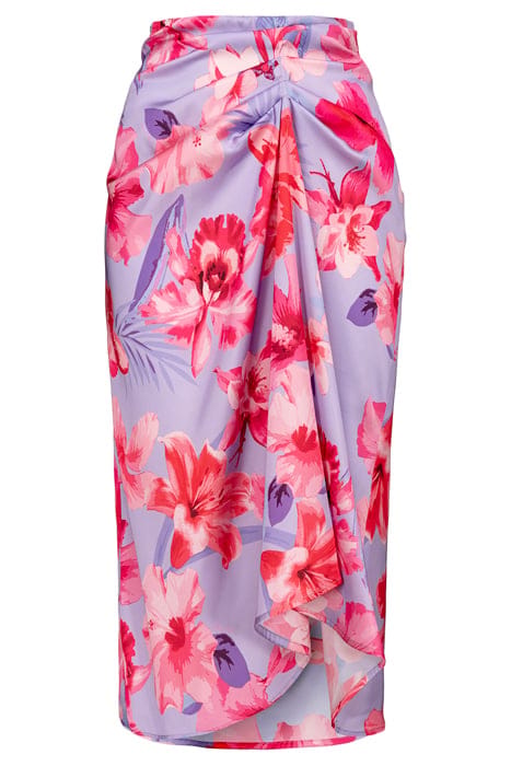 GUARDABILE GONNA SATIN STAMPA FIORI TROPICALI LILAC/PALE PIN 1
