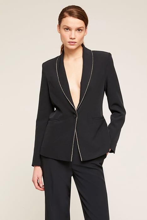 SINGLE-BREASTED BLAZER WITH JEWEL BORDER BLACK 1