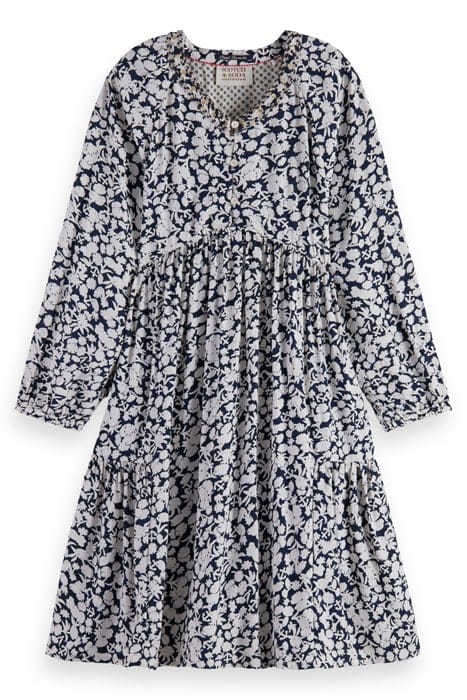 ALL-OVER PRINTED AND EMBELLISHED VISCOSE DRESS ANCHOR FLORAL 1