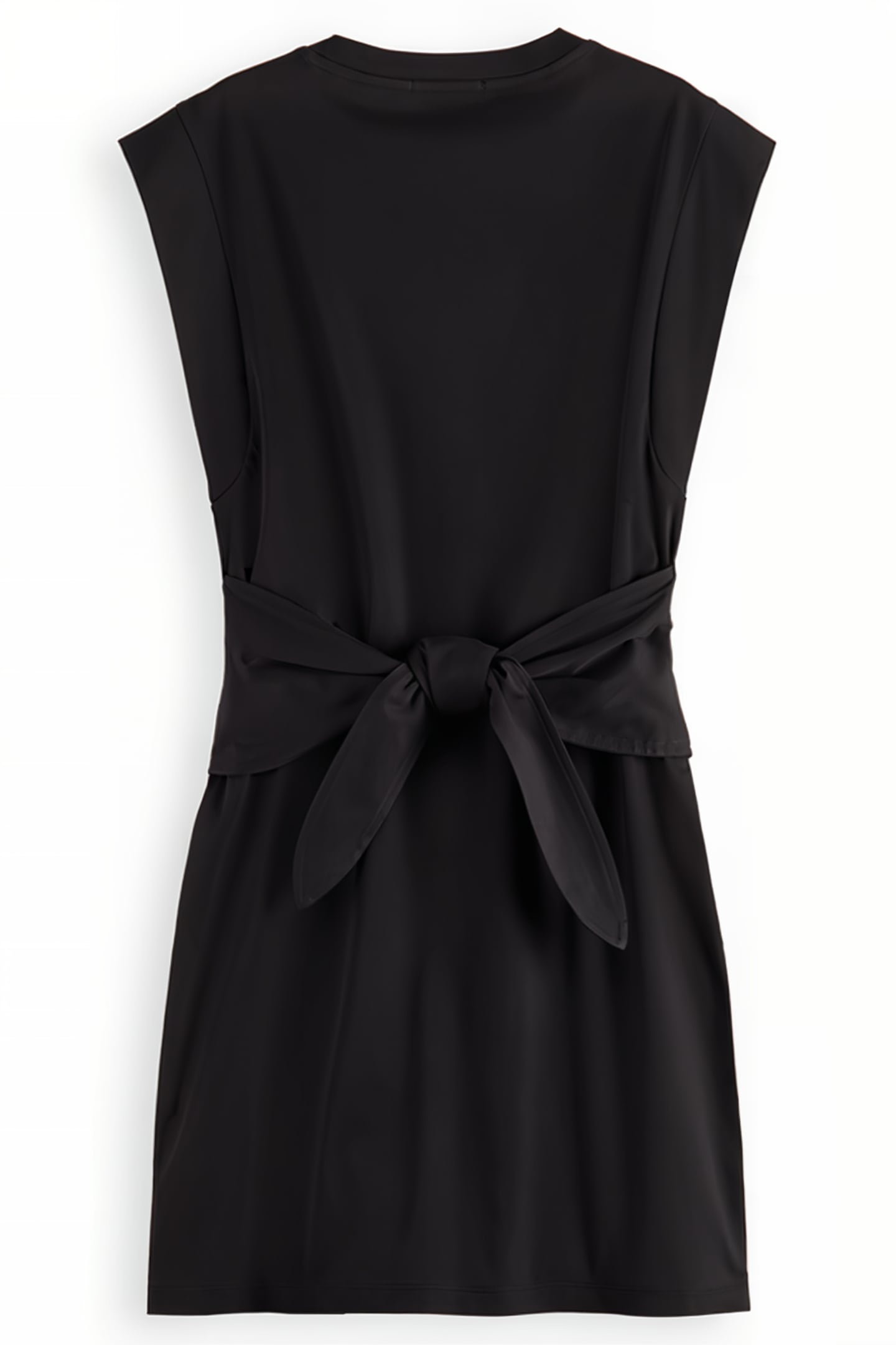 TIE WAIST MINI JERSEY DRESS EVENING BLACK 2