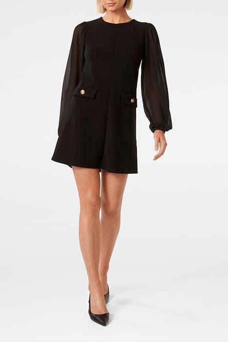 JESSIE SHEER SLEEVE MINI DRESS BLACK 3