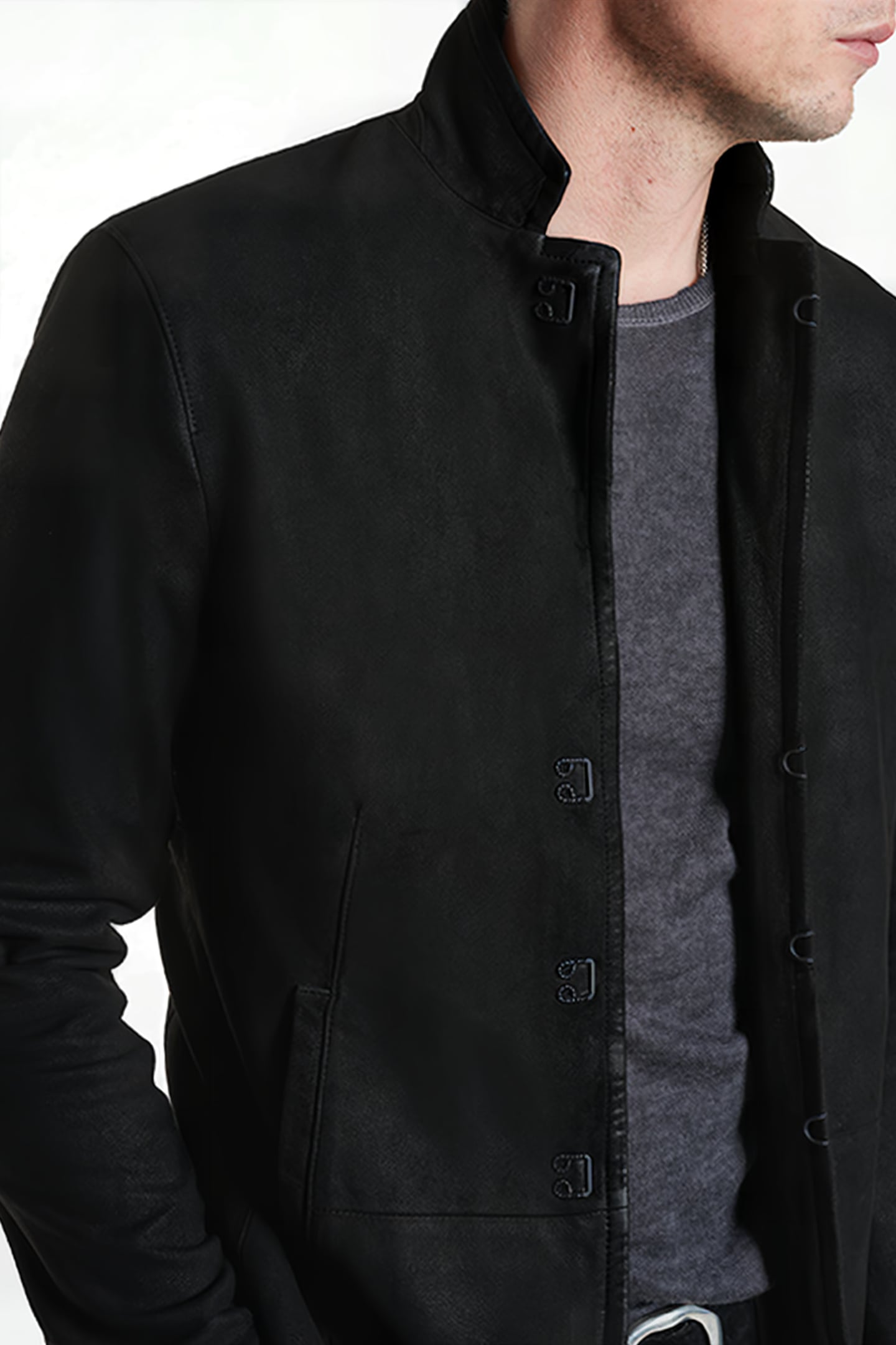 SLIM FIT LTHR JKT BLACK 2