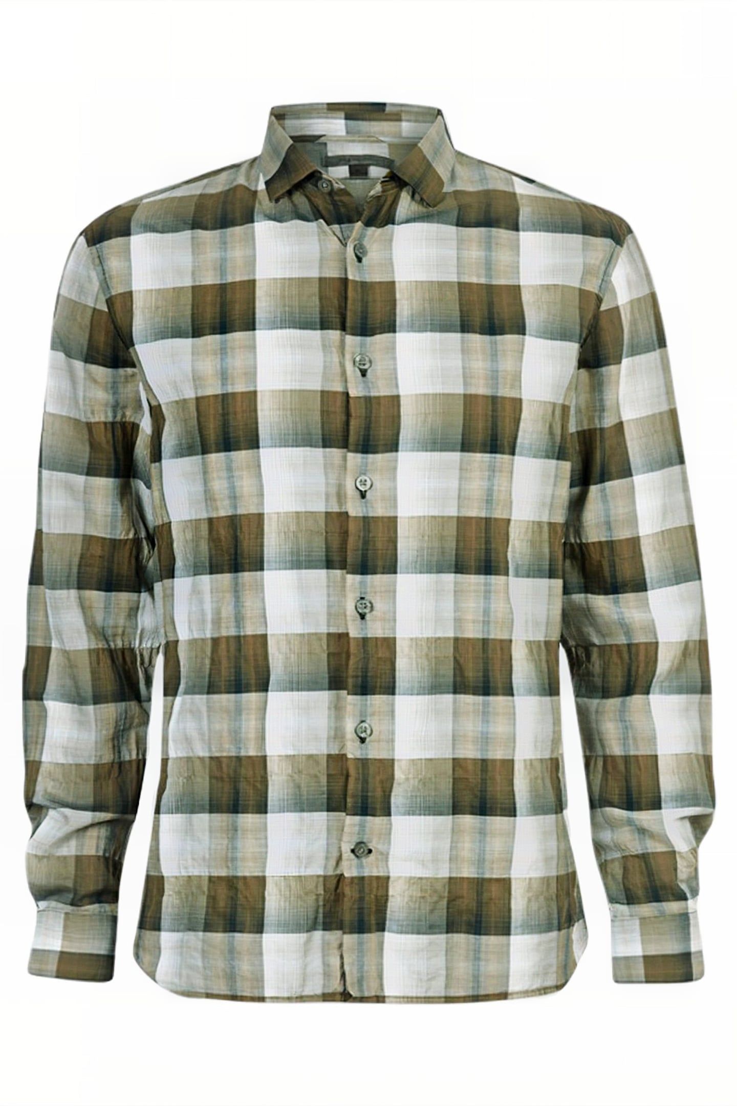 ROSS SLIM FIT LS SPORT SHIRT BLUFF EDGE BOTTLE GREEN 1