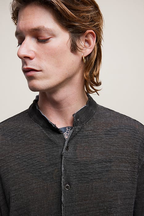TRINITY REGULAR FIT LS BAND COLLAR SHIRT IRON GREY 2