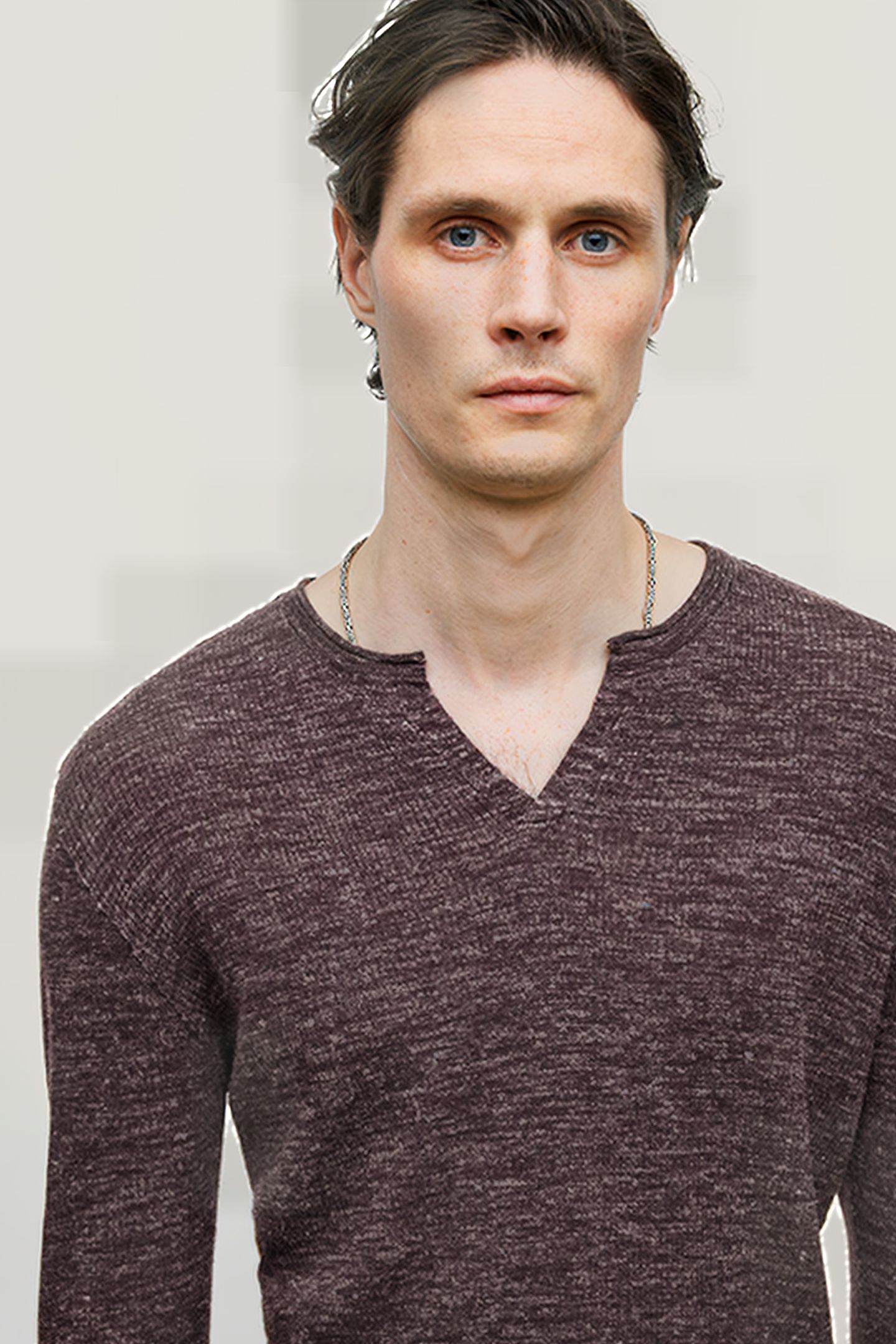 TRAVIS LS RIB HENLEY WITH OPEN PLACKET LICORICE 2