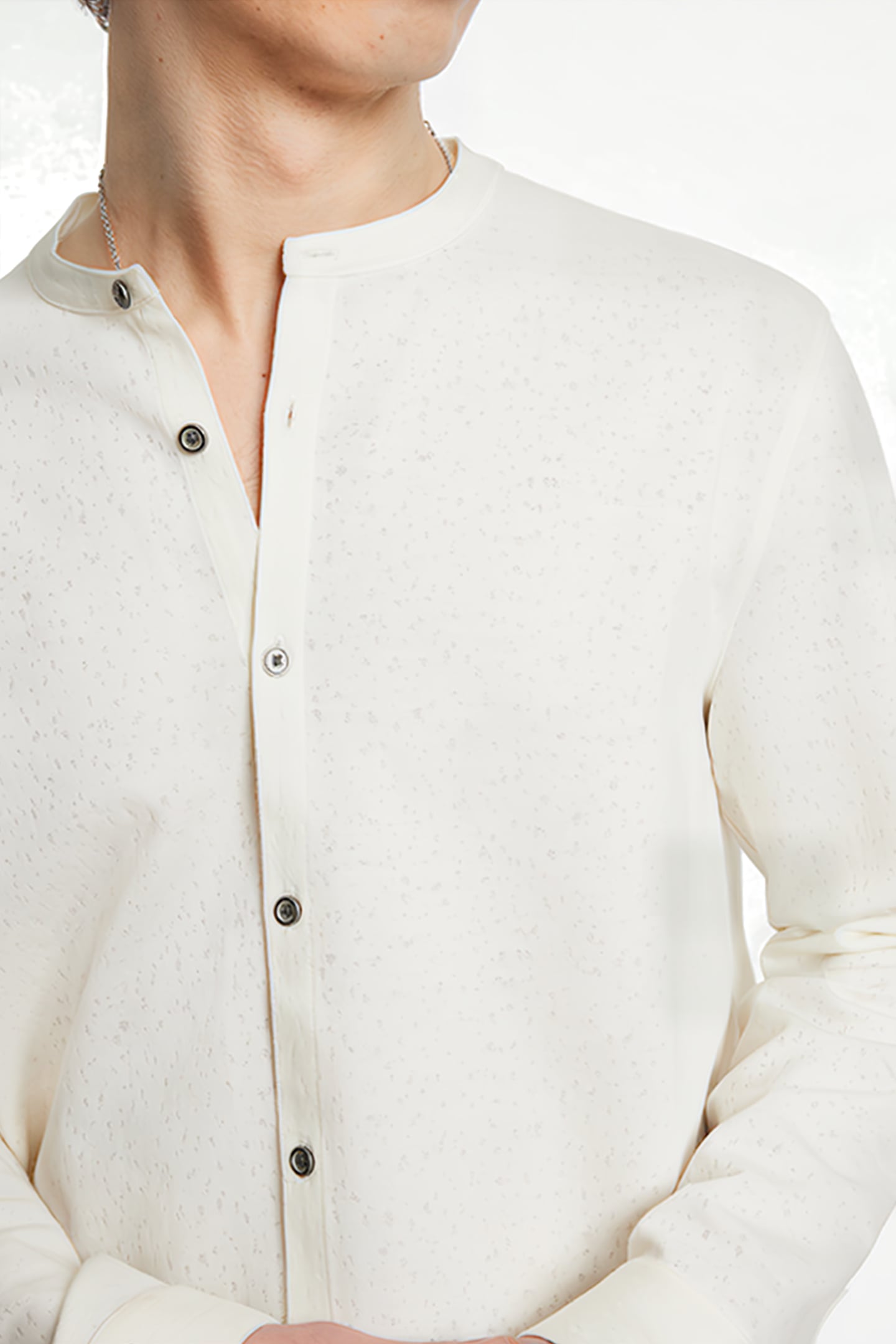 YANCEY REGULAR FIT LS STAND COLLAR SHIRT WHITE 3
