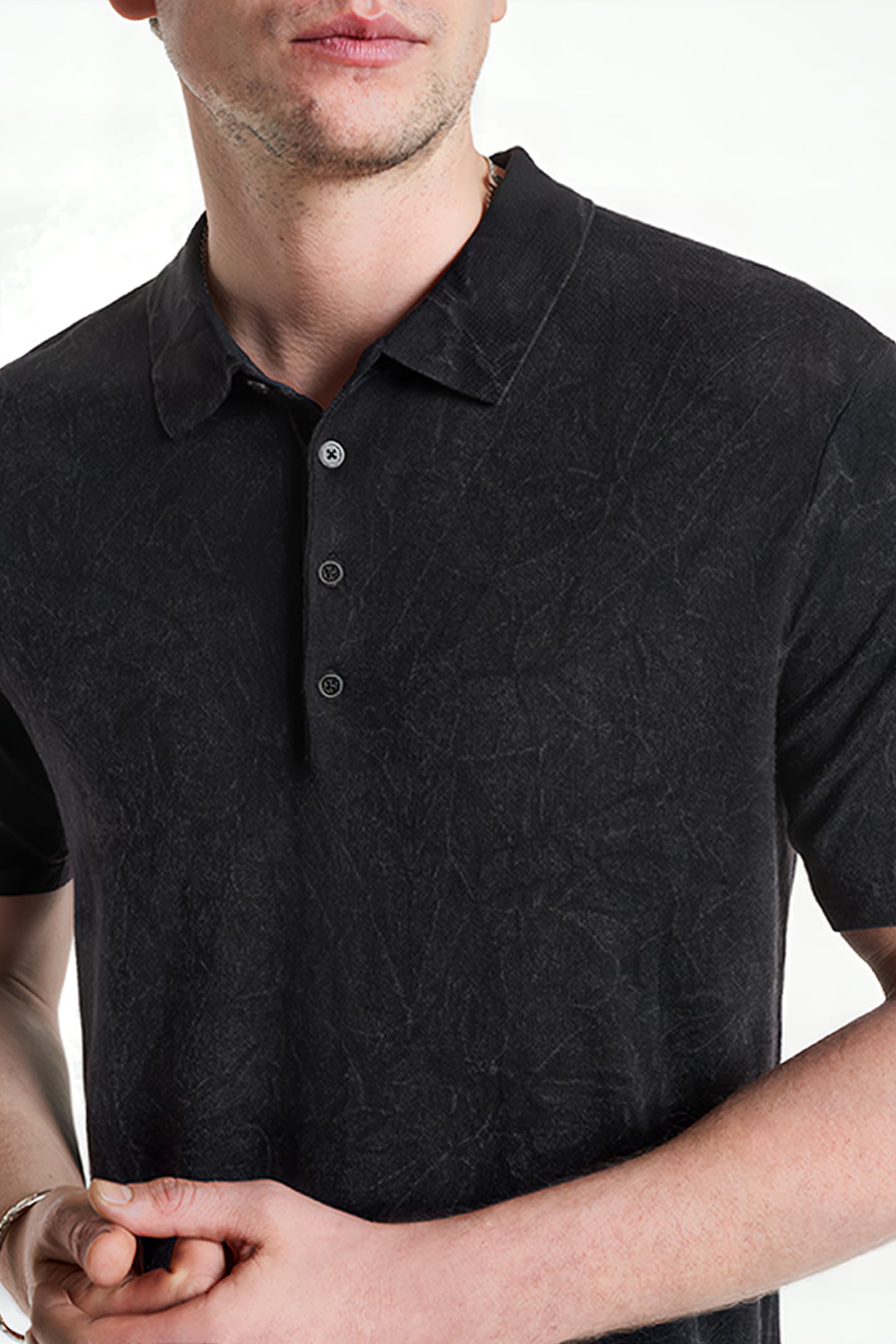 CHATHAM REGULAR FIT SS P OLO WITHPIGMENT BLACK 3