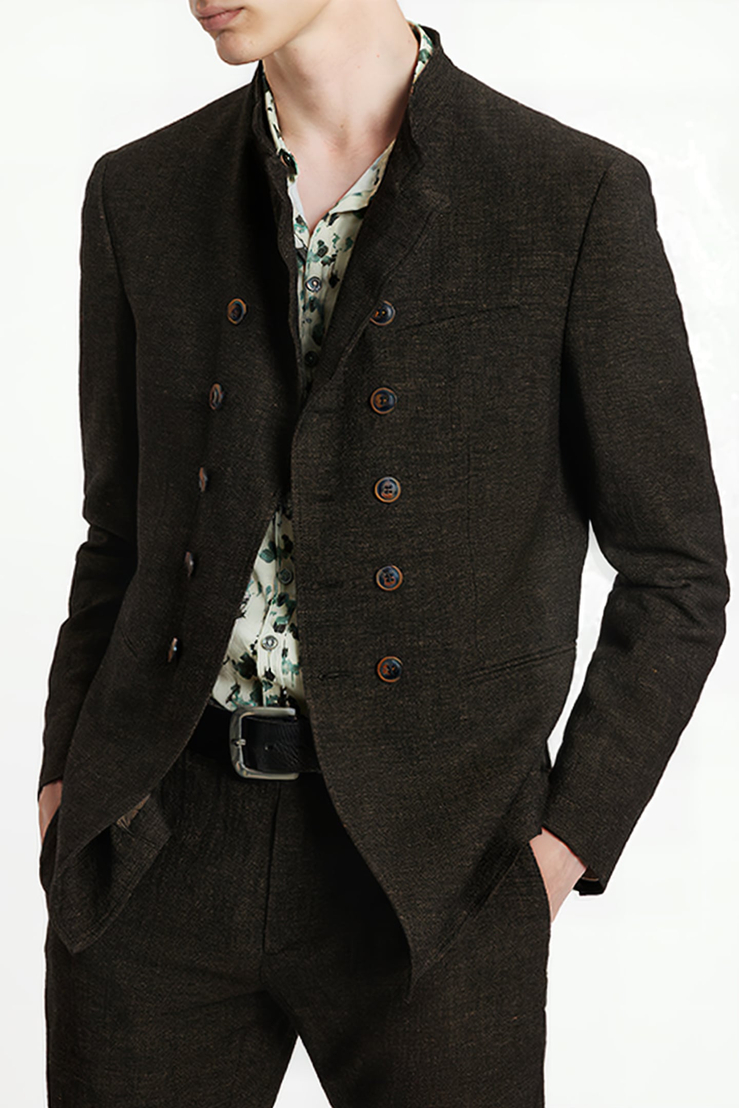 SLIM FIT DBL BREASTED MULTI-BUTTON JACKE SOIL 1