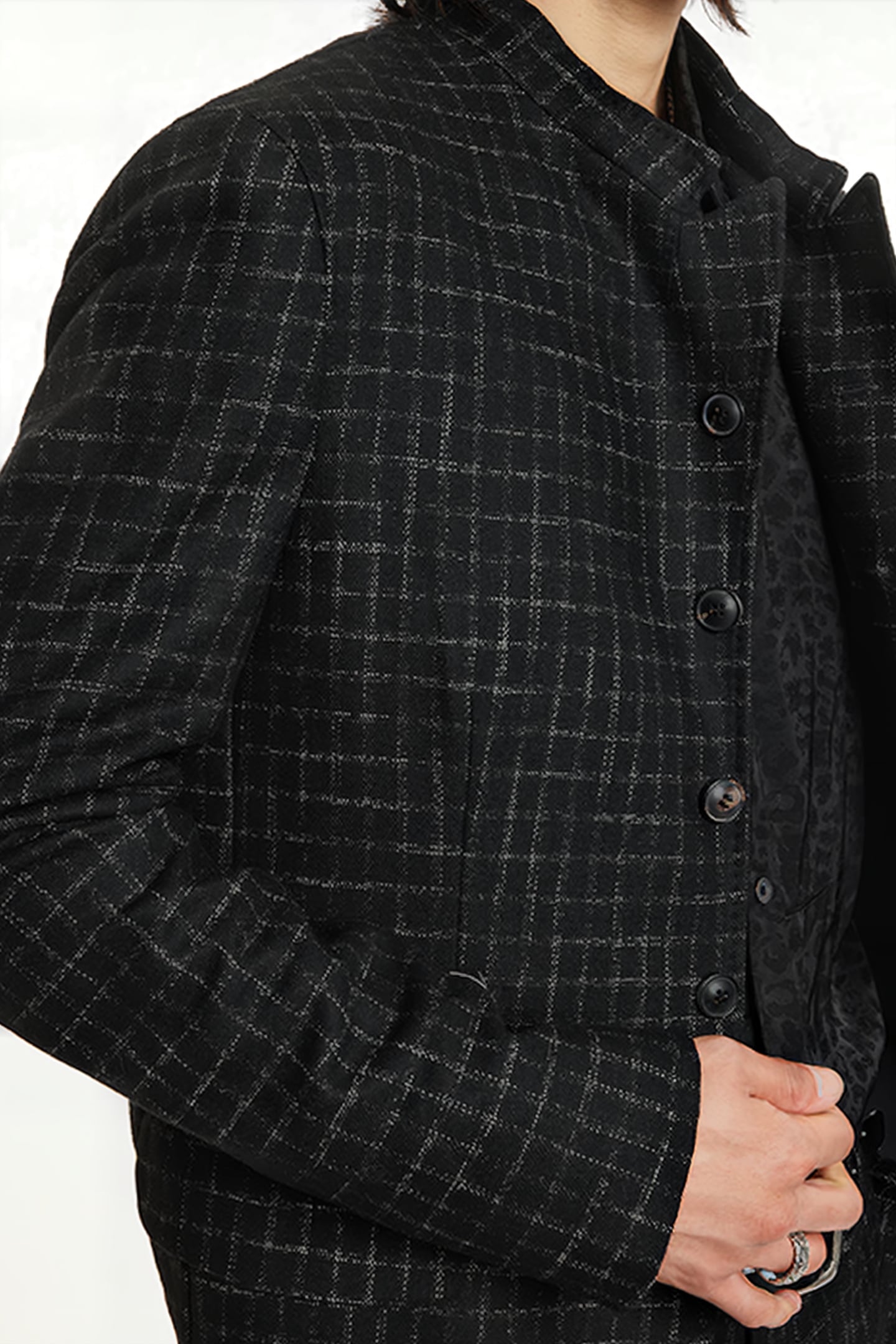 SLIM FIT SINGLE BREASTED CUT-AWAY JACKET BLACK 3