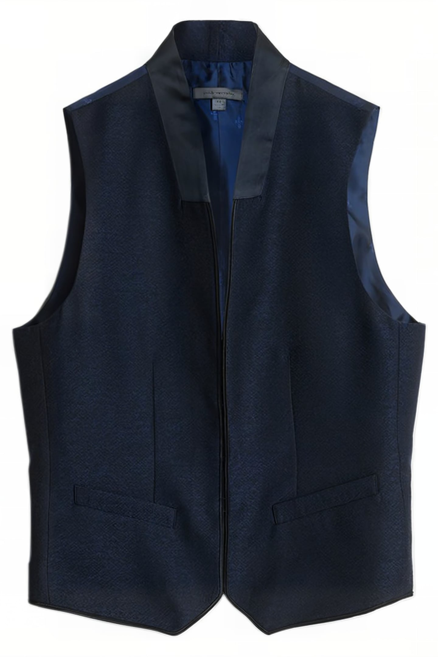 SHAWL COLLAR H B CLOSURE VEST BLUE BLACK 2