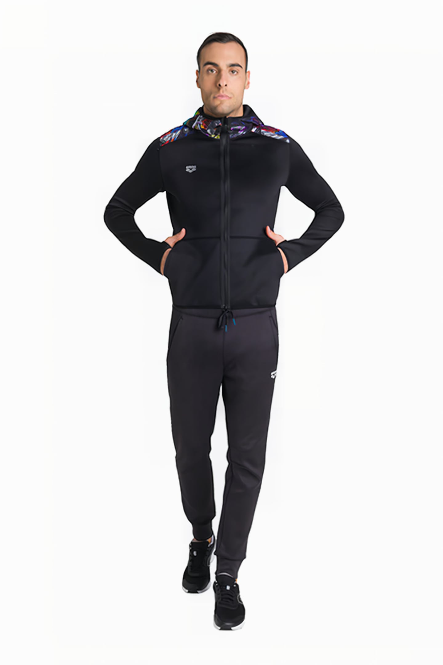M HOODED SPACER REVERSIBLE F/Z JACKET BLACK-IRIDESCENT STRIP 8