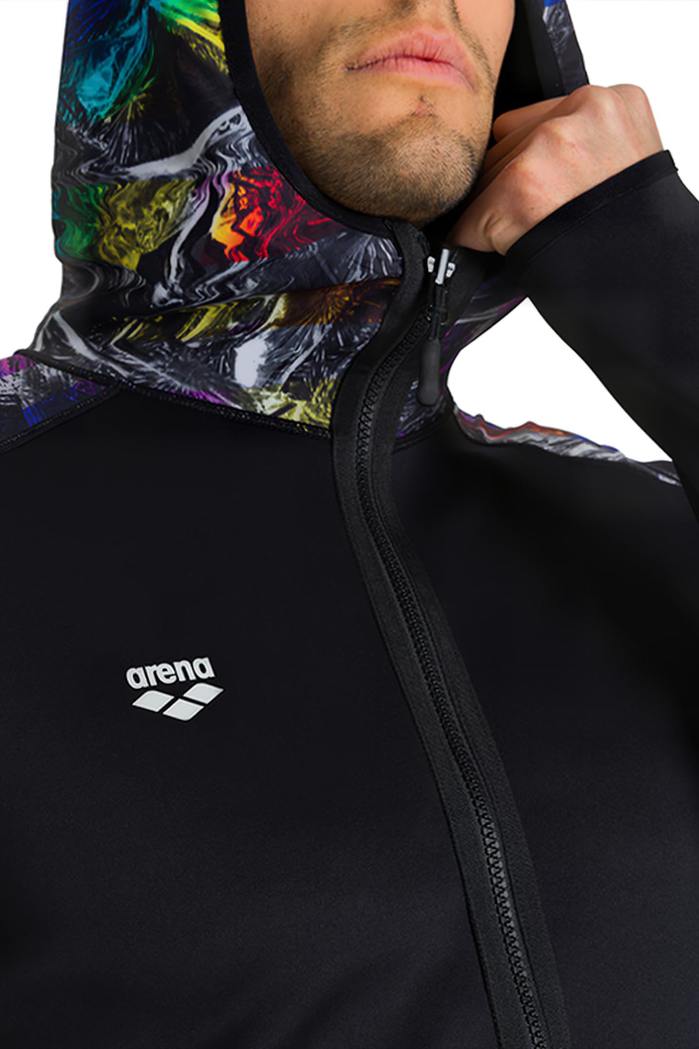 M HOODED SPACER REVERSIBLE F/Z JACKET BLACK-IRIDESCENT STRIP 10