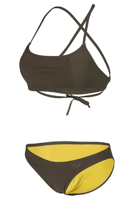 WOMEN'S ARENA SOLID BIKINI BANDEAU TIE B DARK OLIVE 6