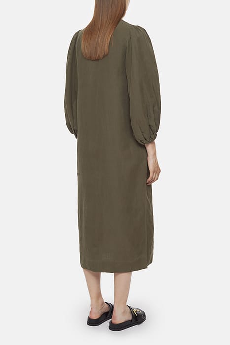 PUFF SLEEVE DRESS ARMY GREEN 2