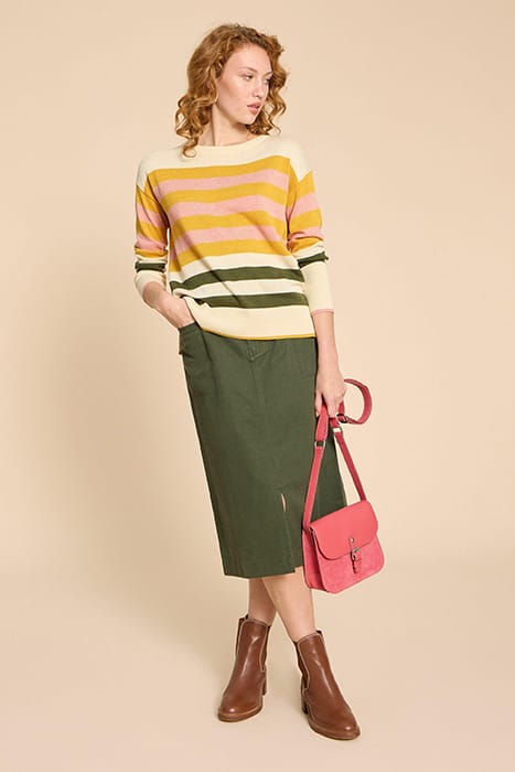 OLIVE STRIPE JUMPER NATURAL 1
