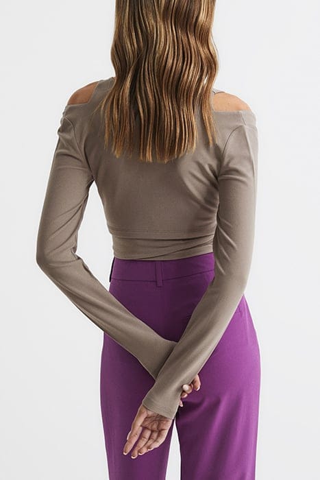 CAMILLE-TIE LONG-SLEEVED TOP — MINK 2