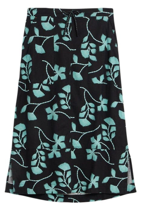 ELLE LINEN BLEND SKIRT BLACK PRINTED 1