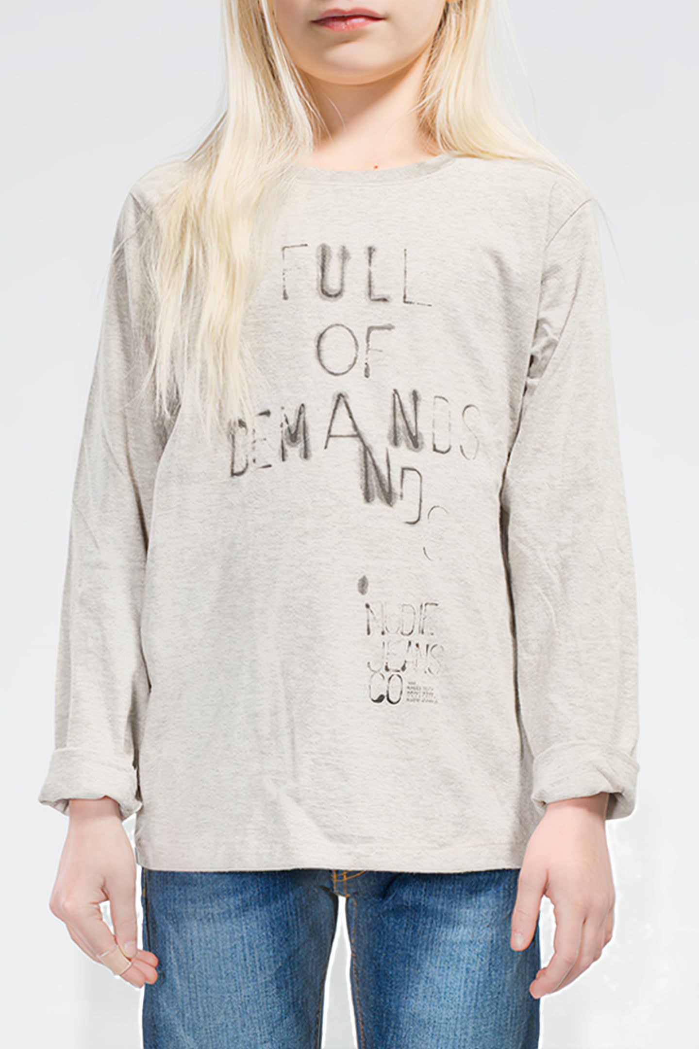 CHILDRENS LS TEE ORG. GREYMELA 1