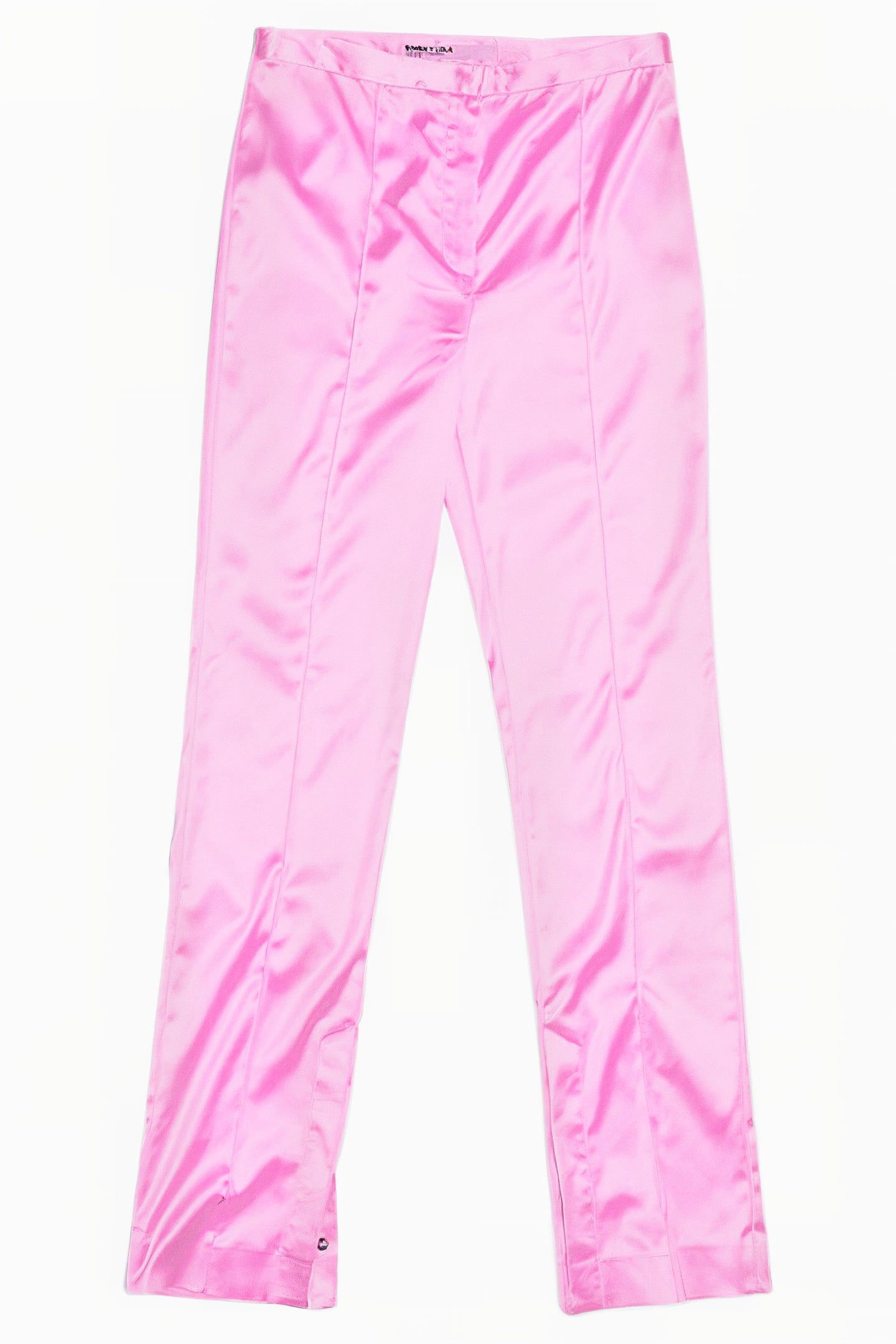 BUBBLE GUM PINK STRAIGHT-CUT SATIN-EFFECT SUIT PANT 3