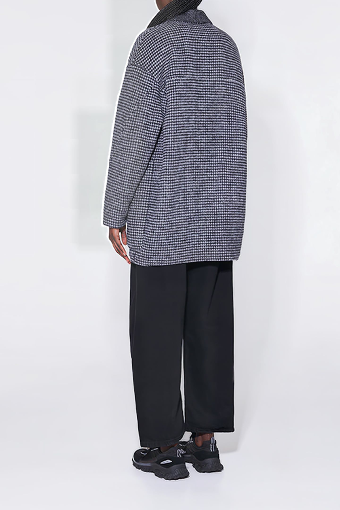 BLACK CHECKED DOUBLE-FACE COAT 2