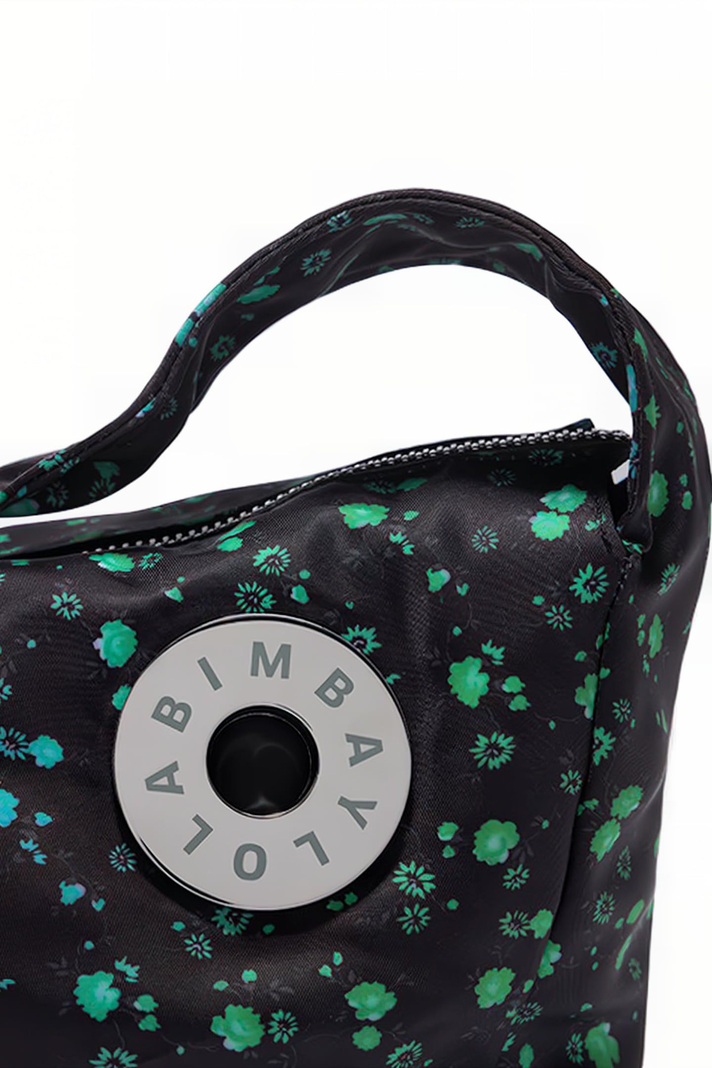 L BLACK RAINBOW FLOWERS NYLON HOBO BAG 3
