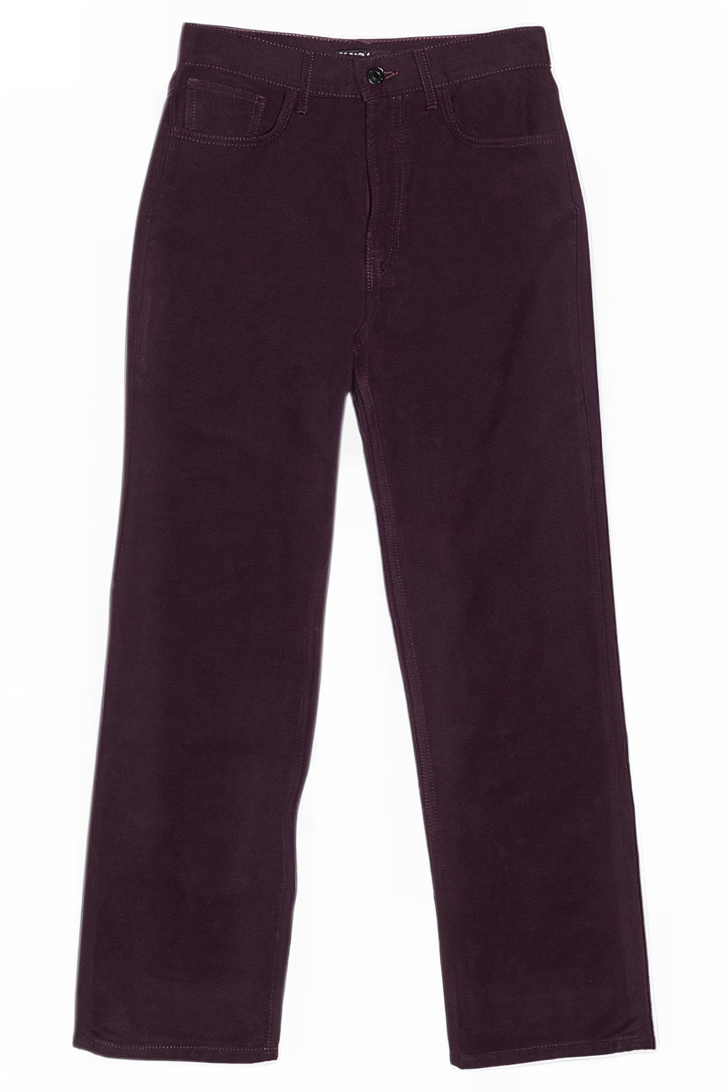 DARK BURGUNDY VELVET STRAIGHT-CUT TROUSERS 3