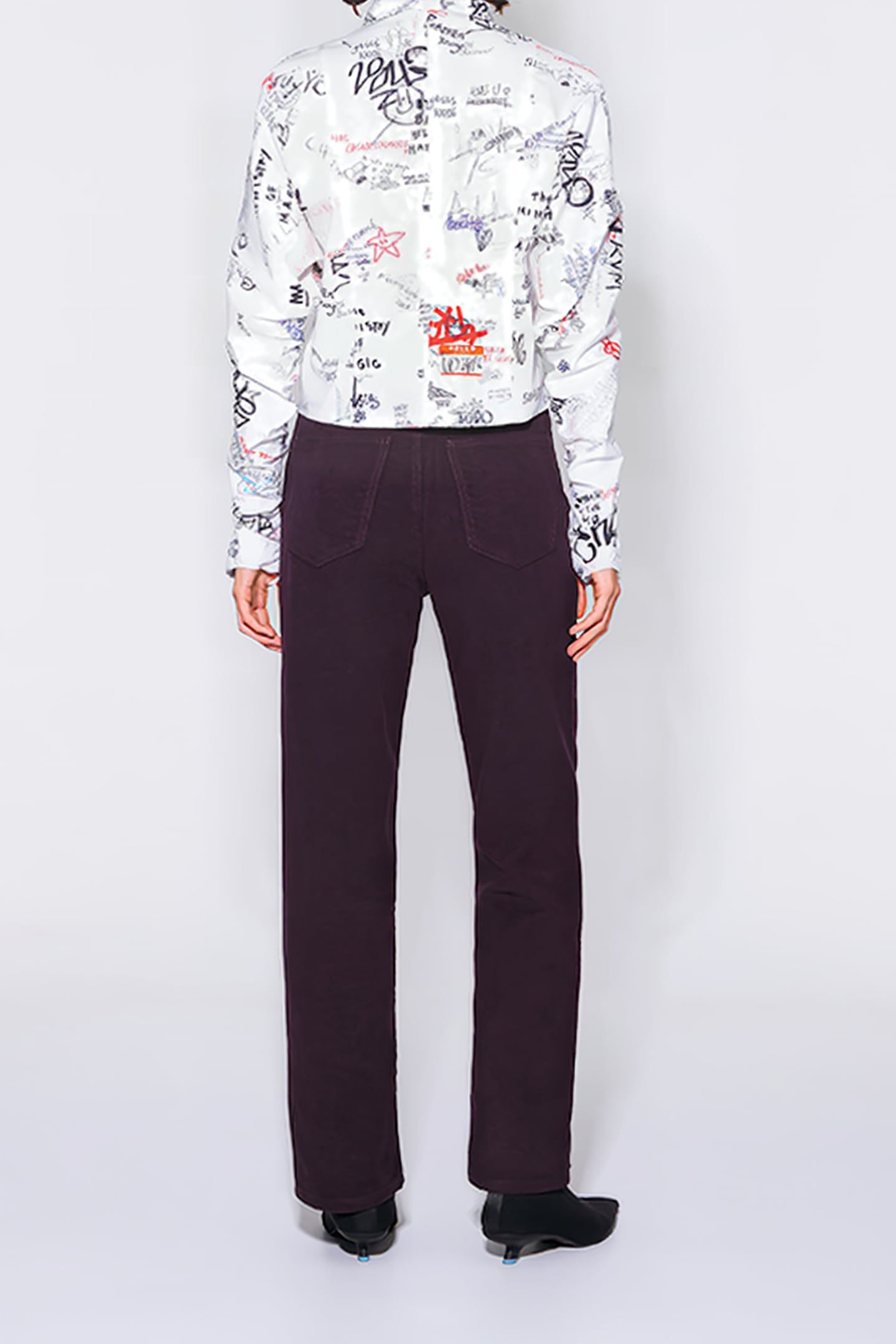 DARK BURGUNDY VELVET STRAIGHT-CUT TROUSERS 2