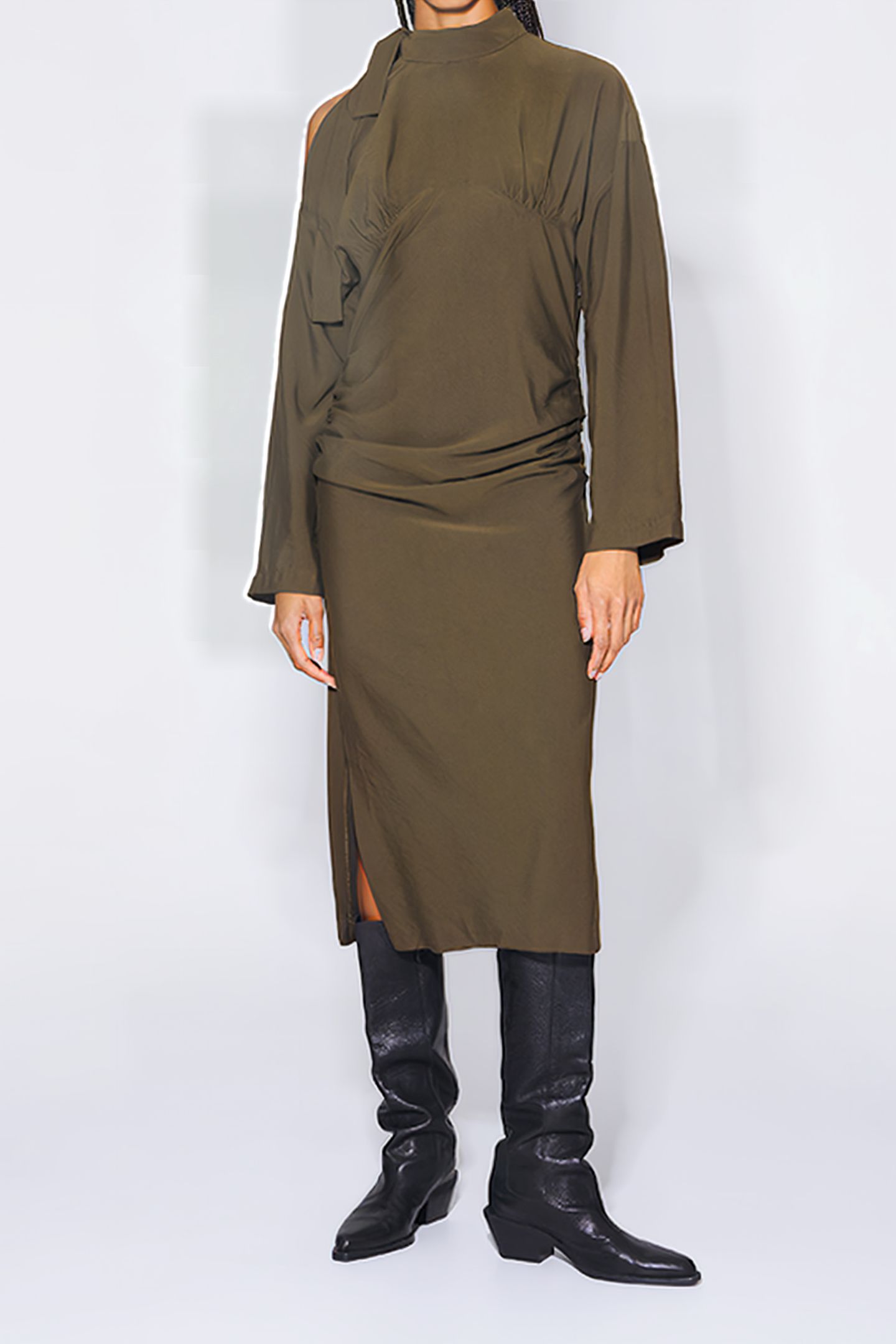 KHAKI MIDI DRESS 1