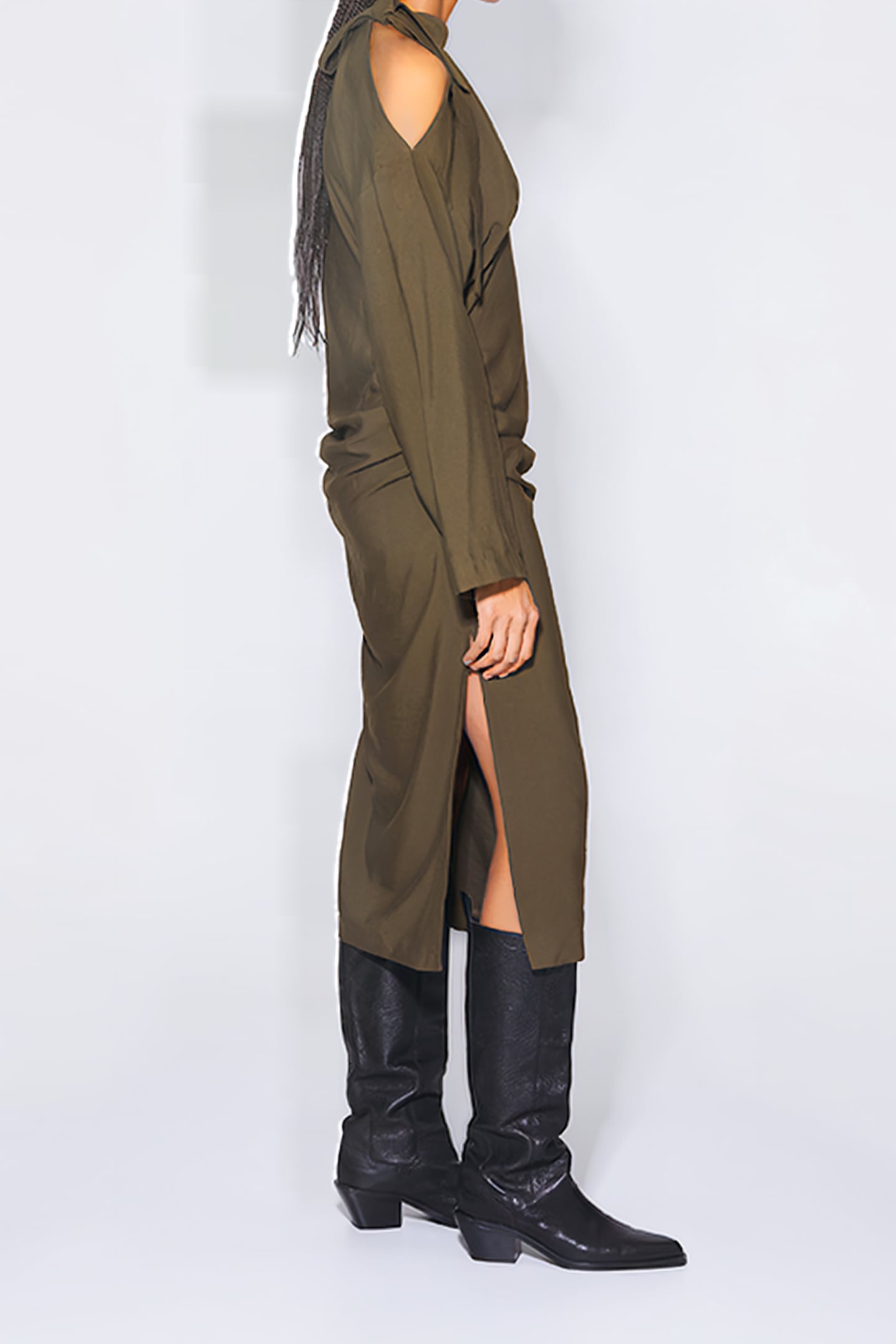 KHAKI MIDI DRESS 4