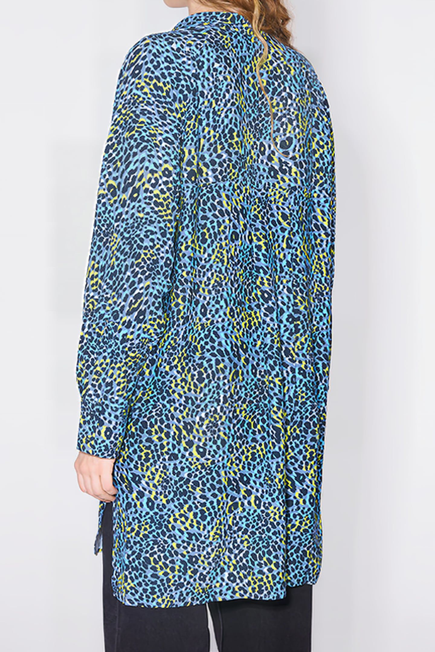 BLUE LEOPARD PRINT FLOWY BLOUSE 2