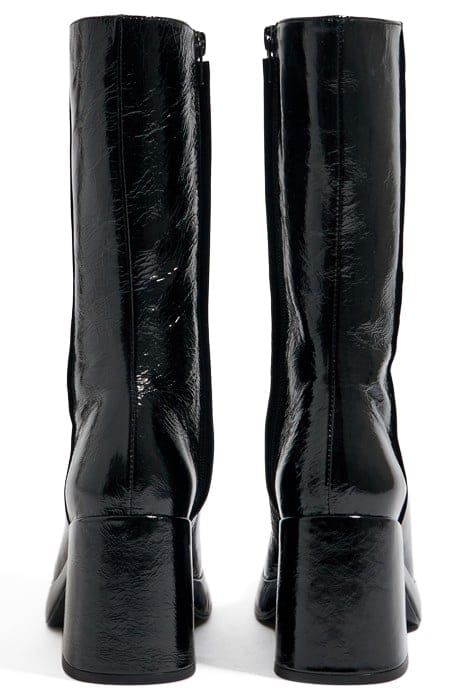 BLACK LEATHER PLATFORM HEELED ANKLE BOOT 3