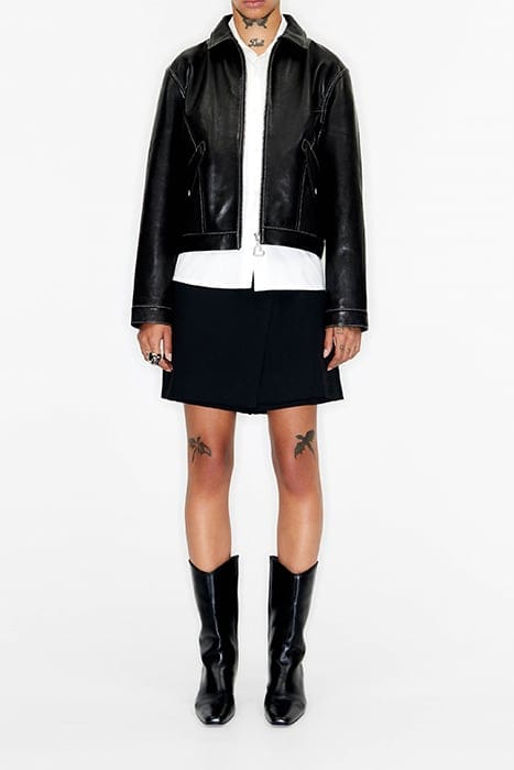 BLACK CROPPED LEATHER JACKET 1