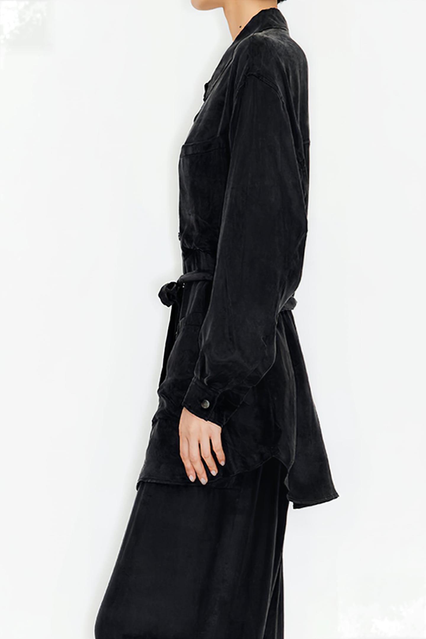 BLACK BELTED SHIRT 4