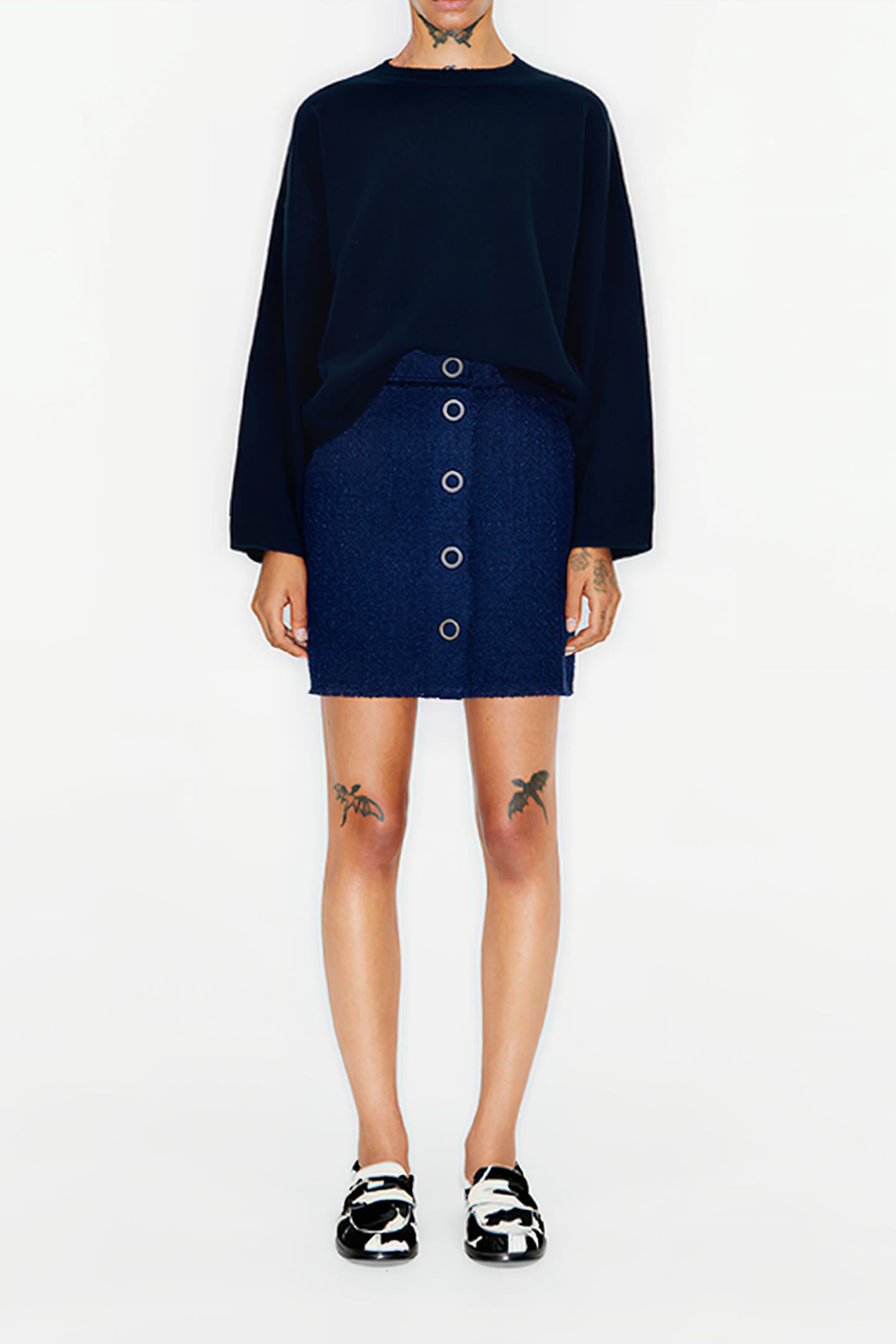 NAVY BLUE TWEED MINI SKIRT 1
