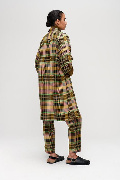 SYDNEY PLEAT CHECKED PANTS MOSS 5