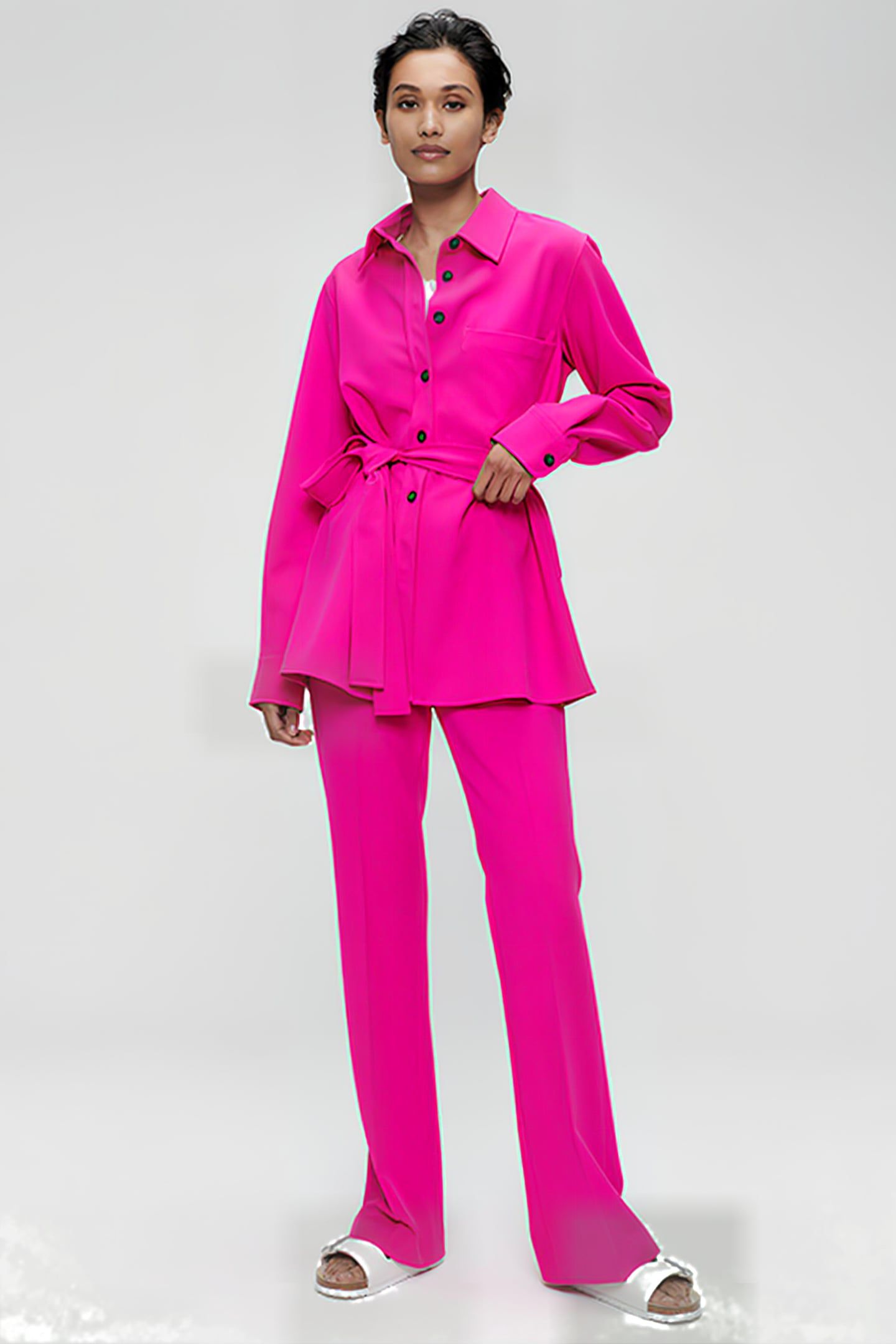 LONG BASIC FLARE PANTS PINK 4