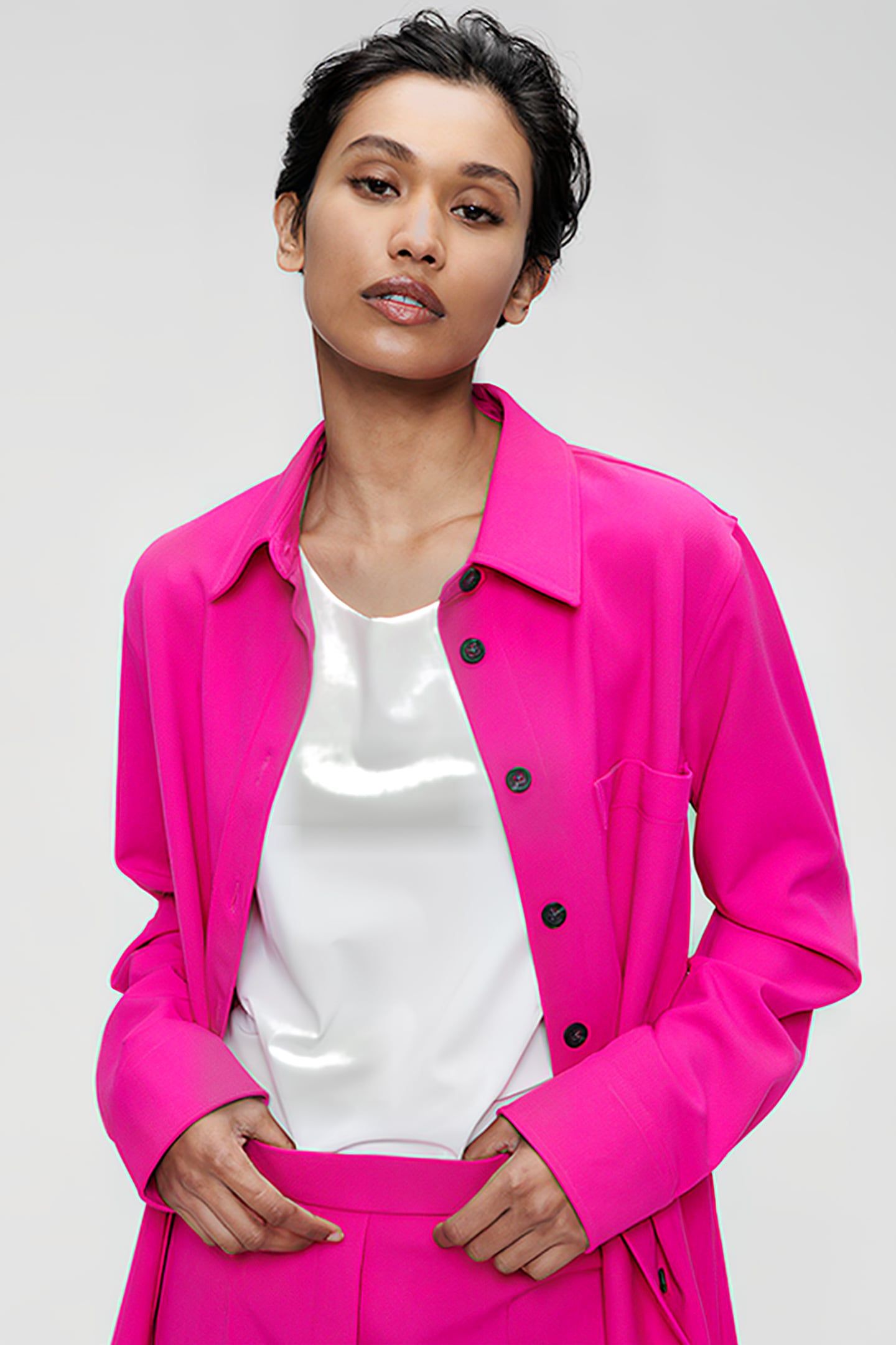 LOOSE SHIRT JACKET PINK 1
