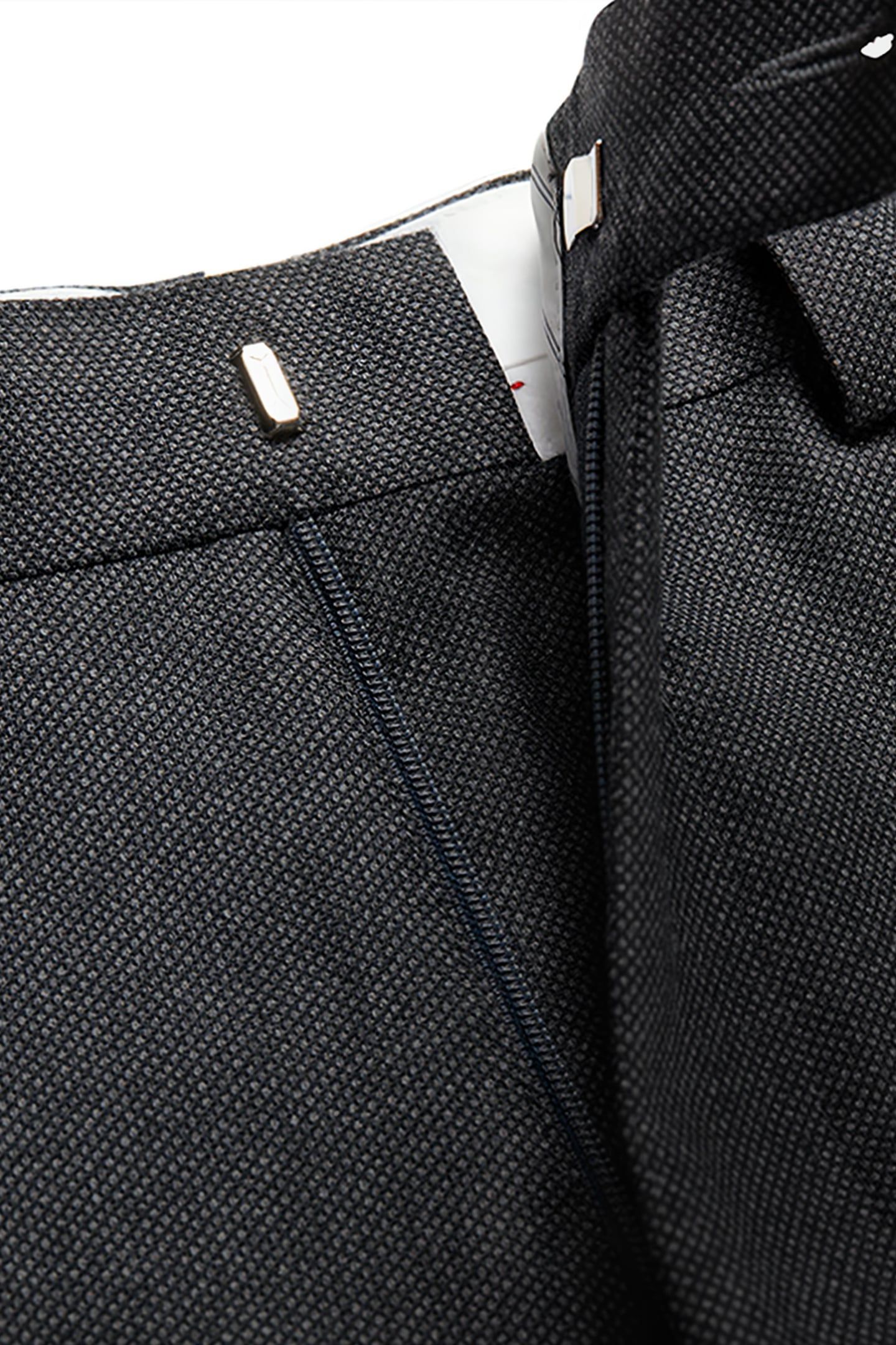 DARK GREY BIRD'S EYE SLIM LEG STRAIGHT TROUSERS 4