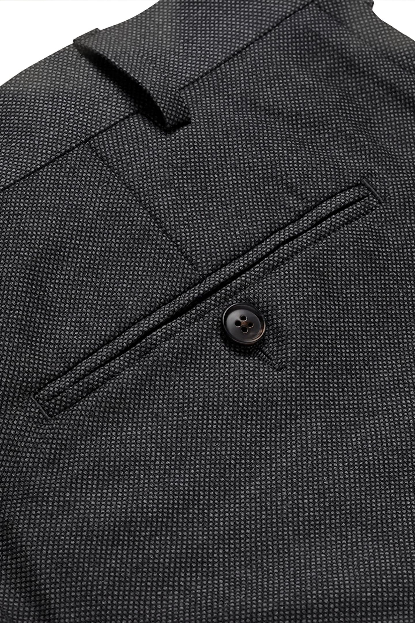 DARK GREY BIRD'S EYE SLIM LEG STRAIGHT TROUSERS 5