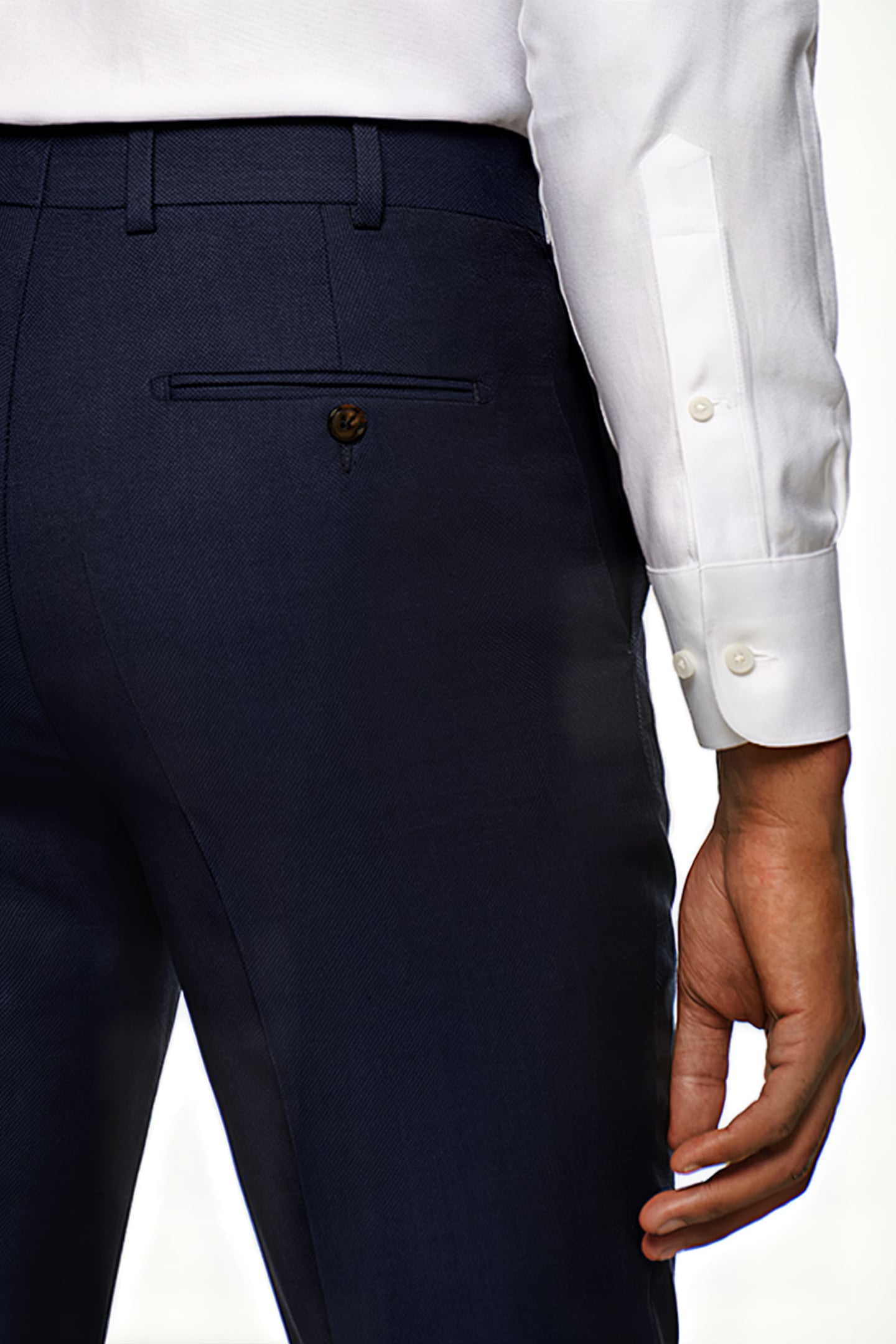 BLUE BIRD'S EYE SLIM LEG STRAIGHT TROUSERS 6