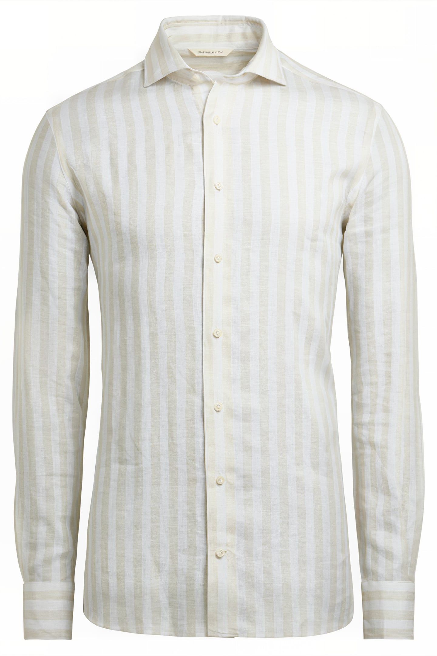 LIGHT BROWN STRIPED SLIM FIT SHIRT 4