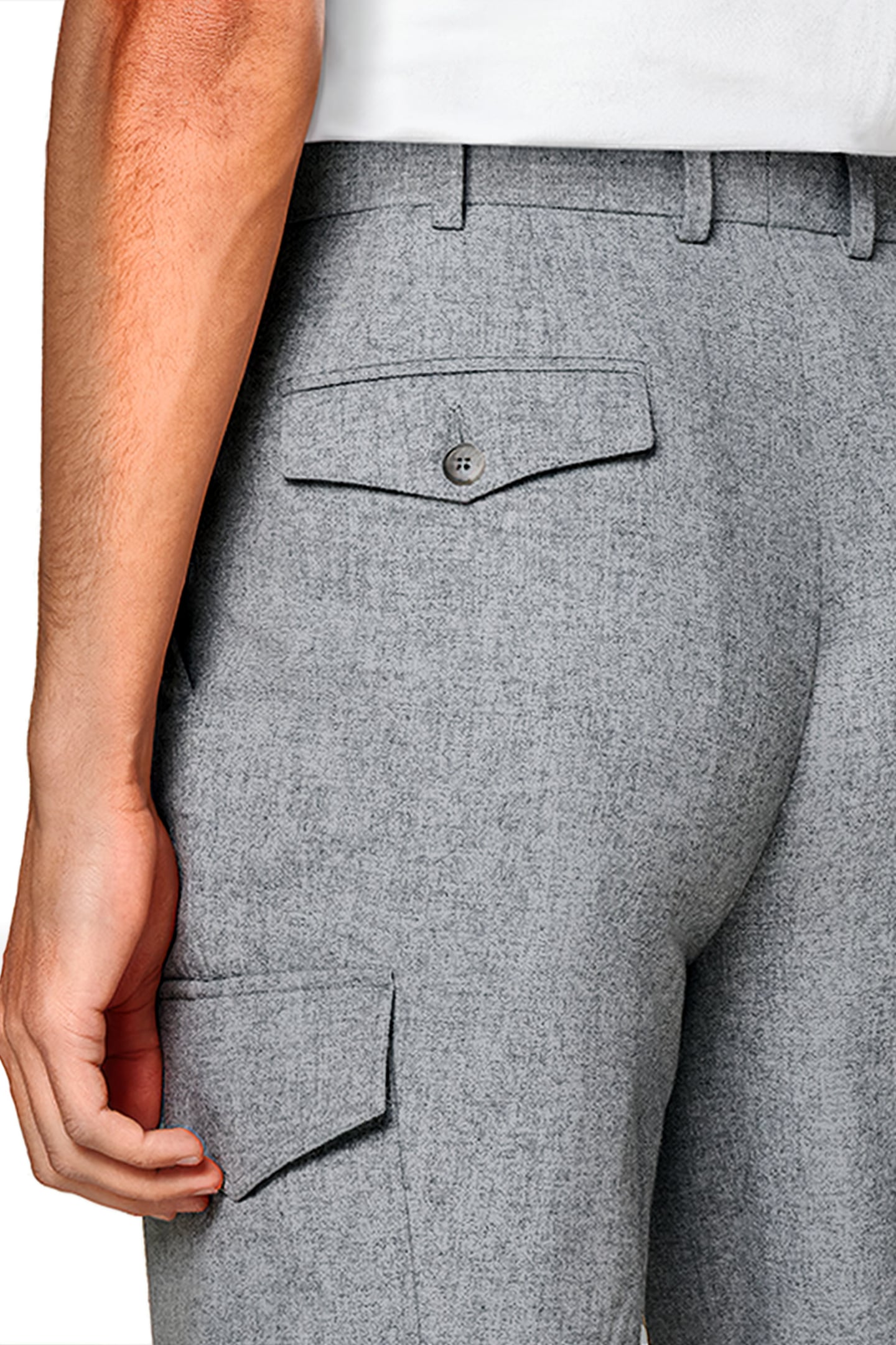 LIGHT GREY WIDE LEG TAPERED TROUSERS 6