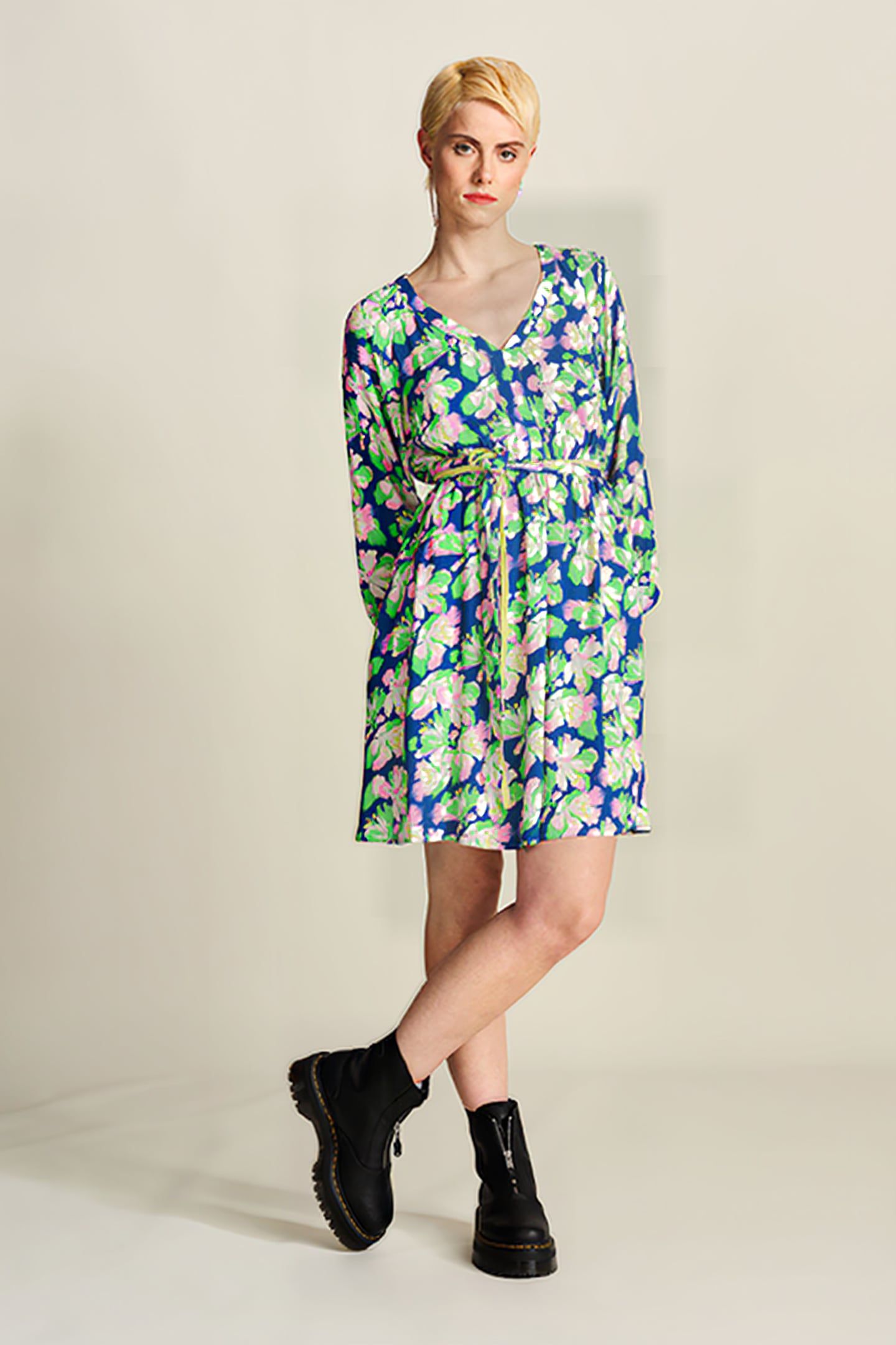DRESS - LILIES BLUE MULTI COLOUR 5