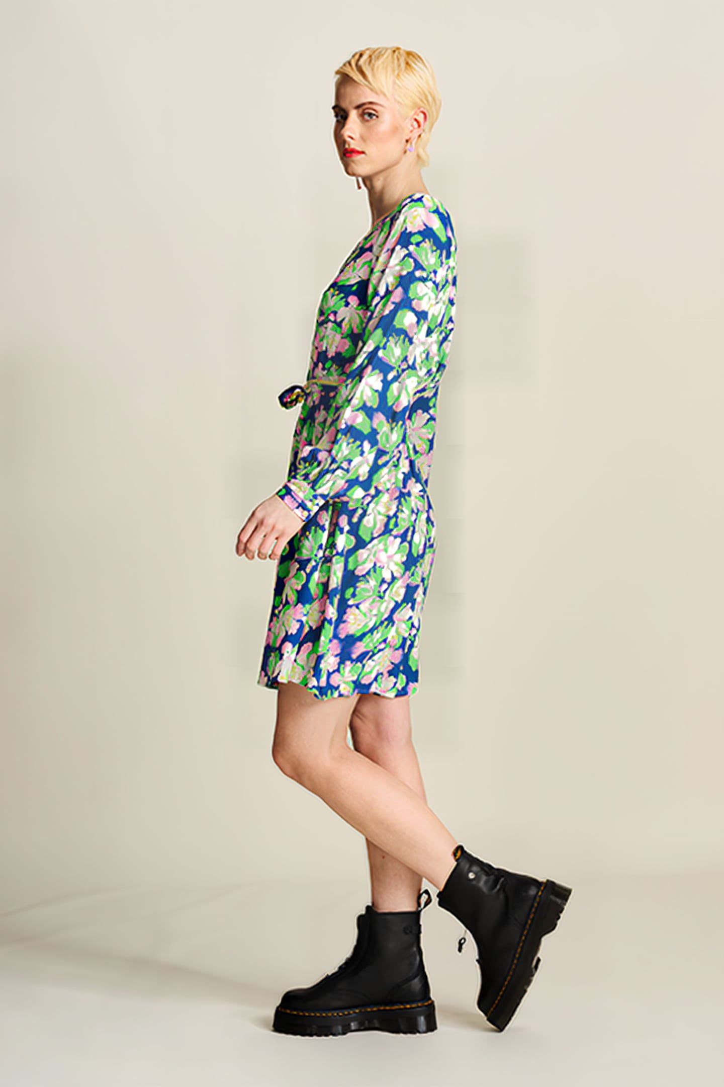 DRESS - LILIES BLUE MULTI COLOUR 4