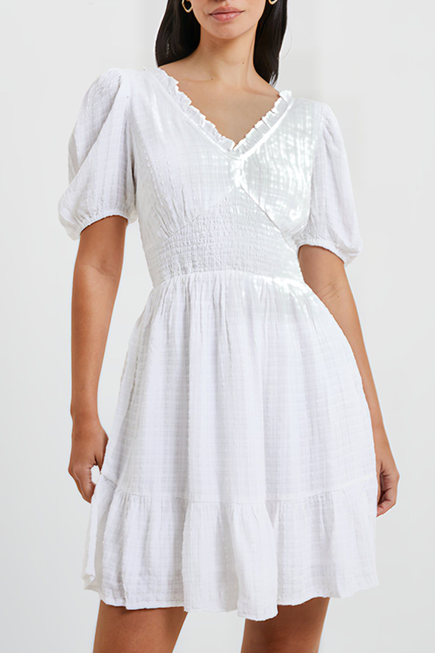 BIRCH PUFF SLEEVE DRESS WHITE 1