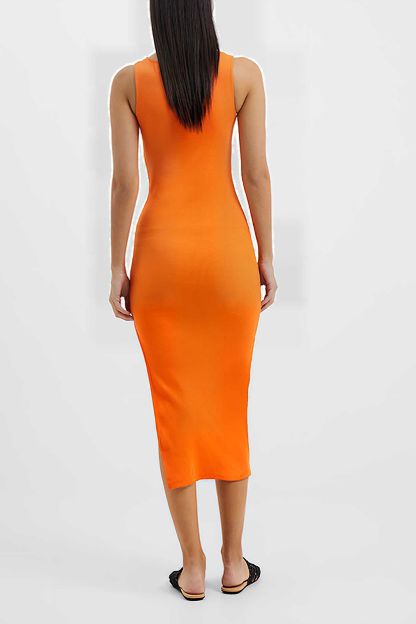 RASSIA COTTON SLACK NECK DRESS ORANGE 3